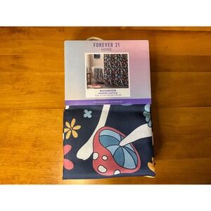 Forever 21 Home Mushroom Shower Curtain 72 x 72 Inch Boho Groovy Blue Pink